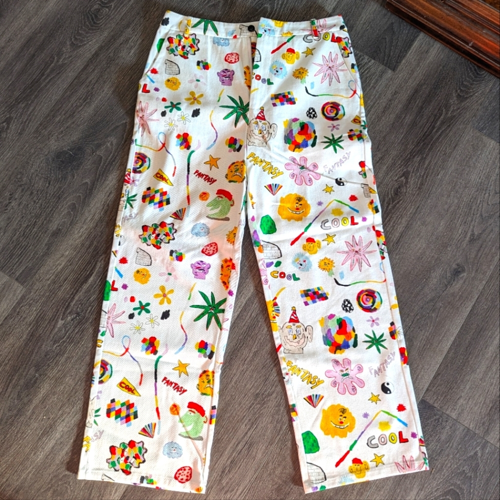 Patterned White Jeans